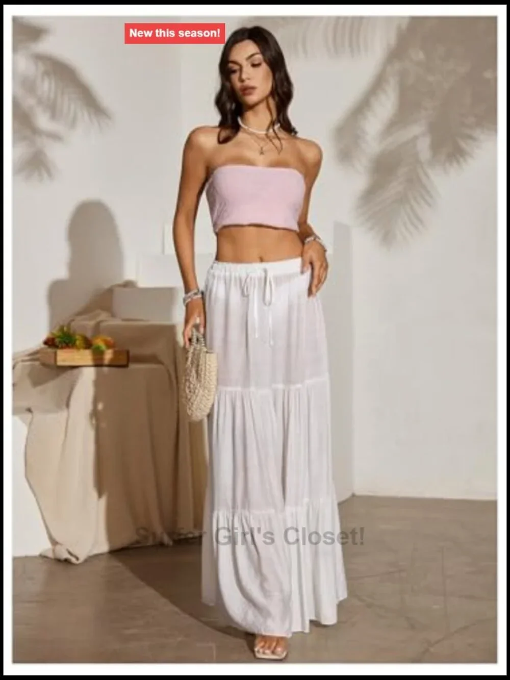 Tiered Maxi Cover Up Skirt with Drawstring Waist